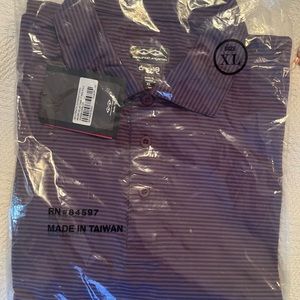 Men’s XL short sleeve dry fit purple striped polo shirt XL NWT